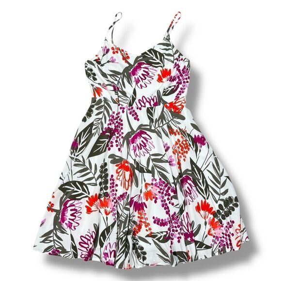 Old Navy Tropical Floral Print Cami Sundress Fit Flare White Pink Small - Picture 14 of 14